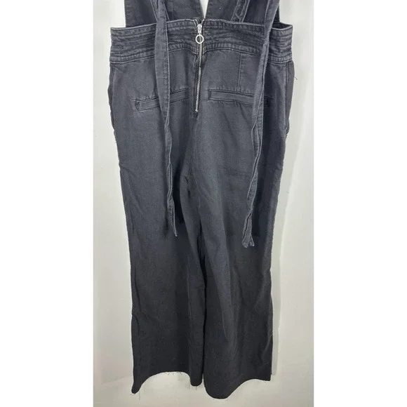 Pilcro x Anthropologie Puddle Jumpsuit Wide Leg Faded Black Raw Hem 28 Tall - Picture 16 of 16